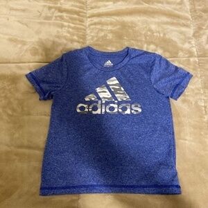 Adidas Boy's Size 5 Blue w/Camouflage Logo Short Sleeve Crewneck T-Shirt - EUC